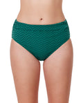 Bas de maillot de bain taille haute texturé et froncé Medina - Vert