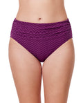Bas de maillot de bain taille haute texturé et froncé Medina - Couleur Vin