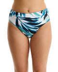 Island Breeze Shirred High Waist Swim Bottom-Blue Multi