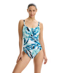 Island Breeze Shirred Peasant One Piece-Blue Multi