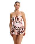 Island Breeze Bandeau Swimdress-Brown-Pink