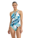 Island Breeze Braided High Neck One Piece-Blue Multi