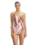 Island Breeze Braided Square Neck One Piece-Brown-Pink