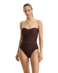 Safari Chic Textured Bandeau One Piece-Brown