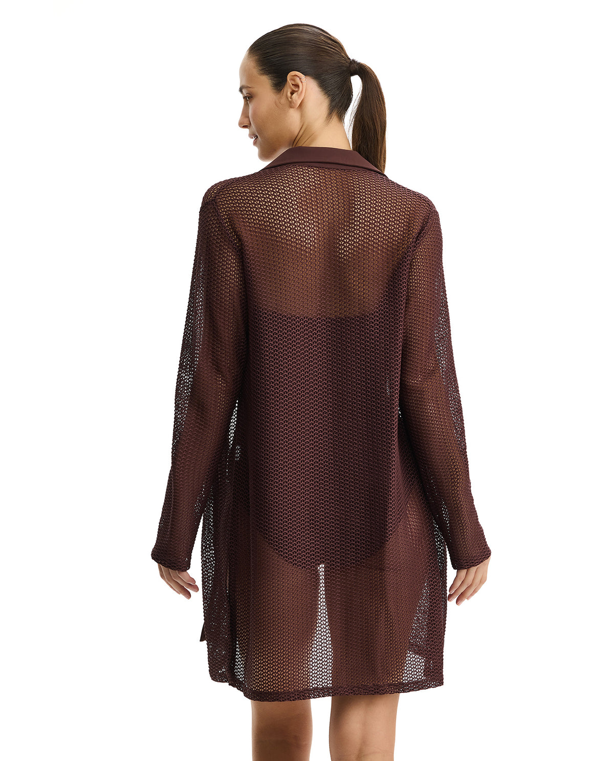 Profile by Gottex Safari Chic Textured Buttoned Tunic Cover-Up-Brown 