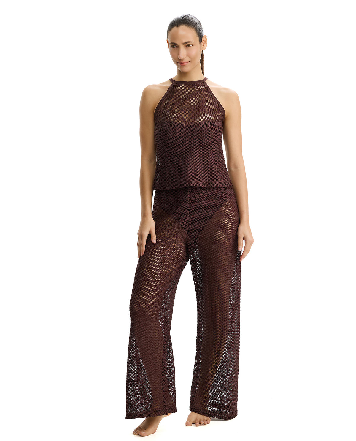 Profile by Gottex Safari Chic Textured Beach Pant Cover-Up-Brown 