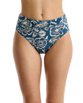 Garden Mist Shirred High Waist Swim Bottom-Denim