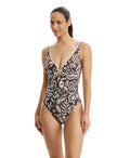 Garden Mist V-Neck One Piece-Brown