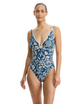 Garden Mist V-Neck One Piece-Denim