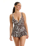 Garden Mist V-Neck Swimdress-Brown