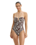 Garden Mist Bandeau Halter One Piece-Brown