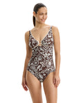 Garden Mist V-Neck Tankini Top-Brown
