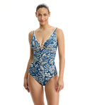 Garden Mist V-Neck Tankini Top-Denim
