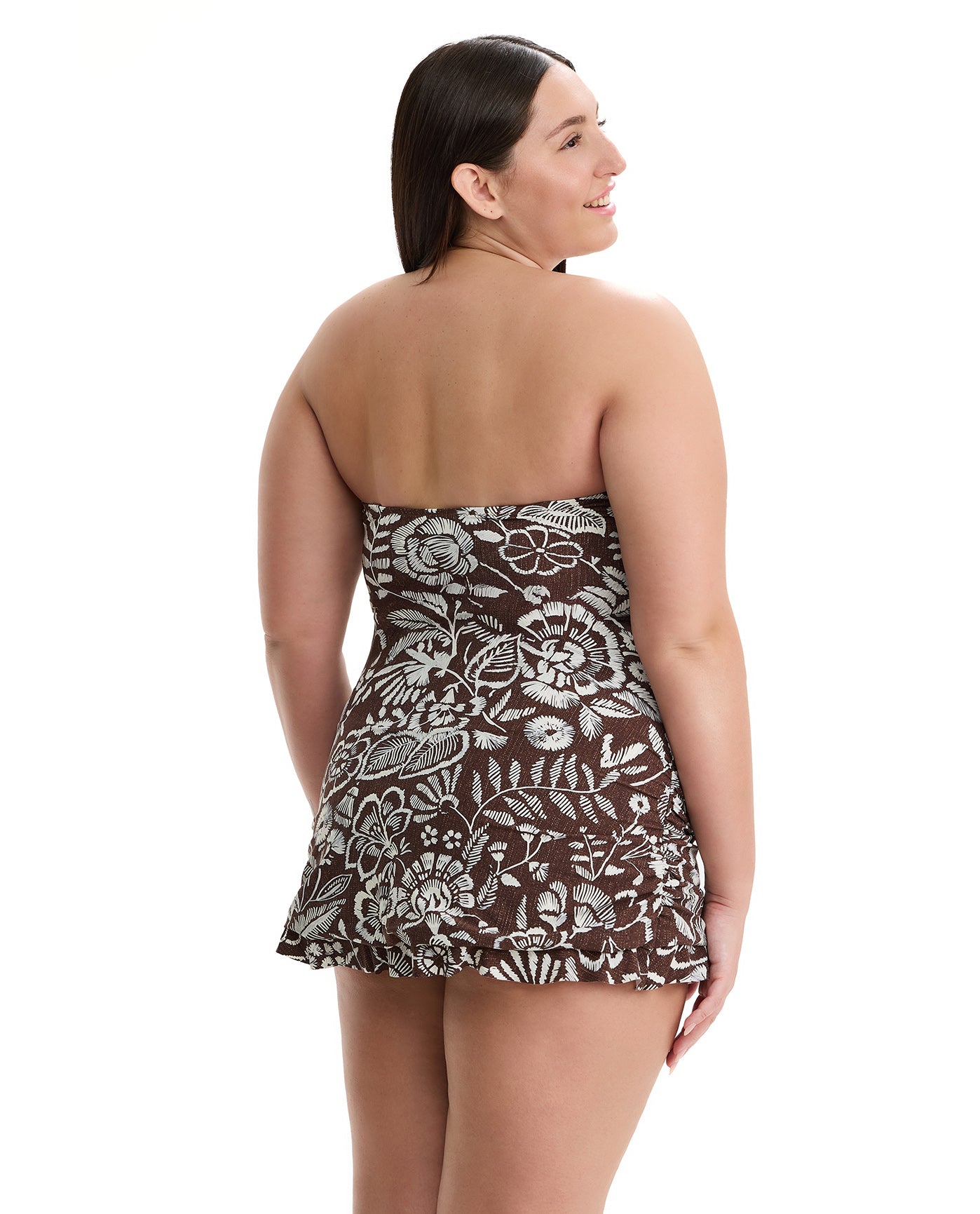 Profile by GottexGarden Mist Plus Size Bandeau Swimdress-BrownSwimdresses