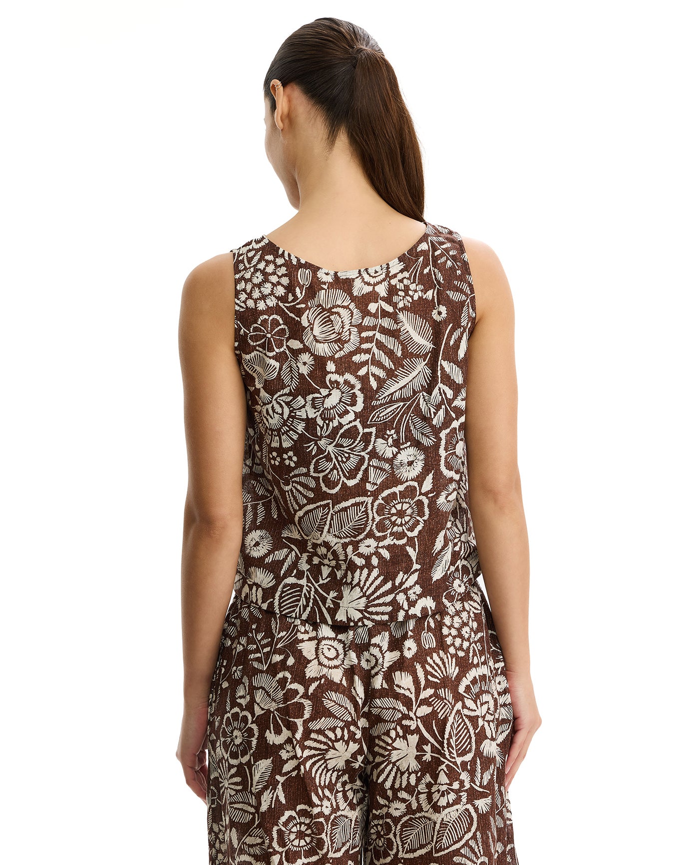 Profile by GottexGarden Mist Linen High Neck Top Cover-Up-BrownCover Ups