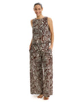 Garden Mist Linen Beach Pant Cover-Up -Brown