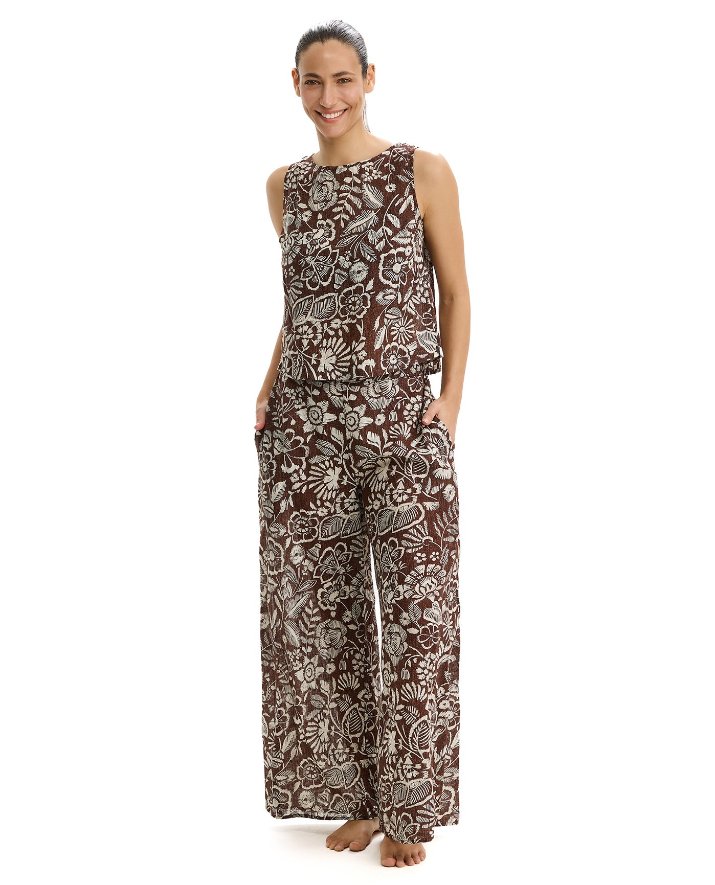 Profile by GottexGarden Mist Linen Beach Pant Cover-Up -BrownCover Ups
