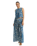 Garden Mist Linen Beach Pant Cover-Up -Denim