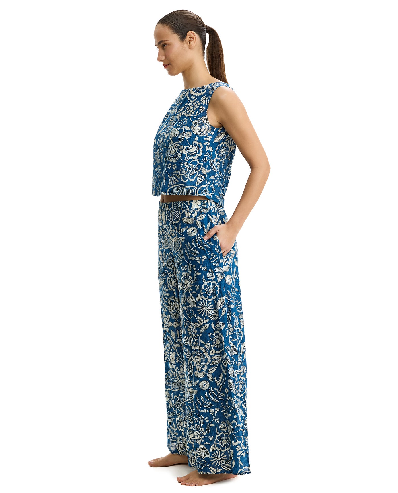 Profile by GottexGarden Mist Linen Beach Pant Cover-Up -DenimCover Ups