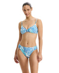 Boho Bloom V-Neck Knot Bikini Top-Blue Multi