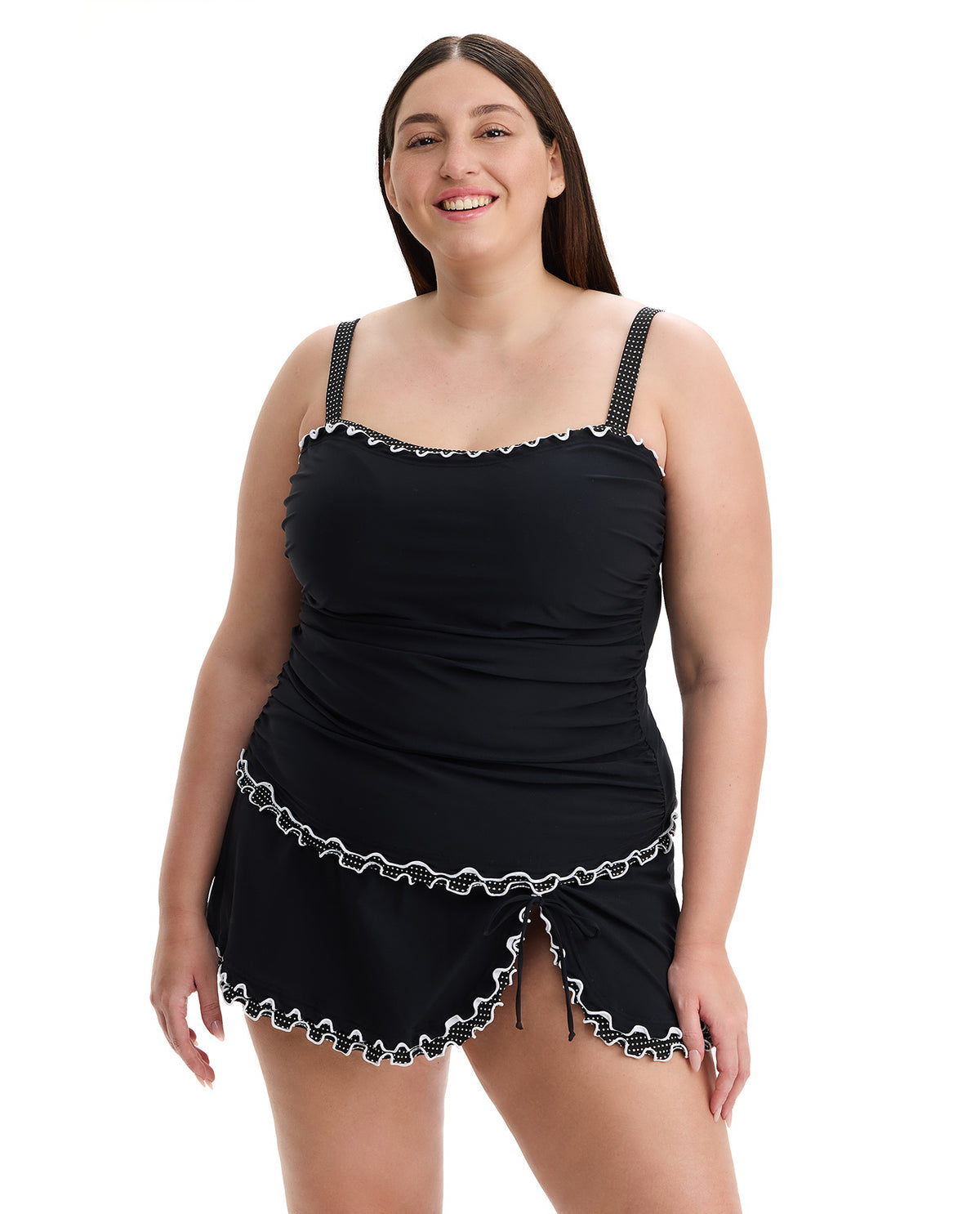 Dottie Delight Plus Size Tankini Top-Black