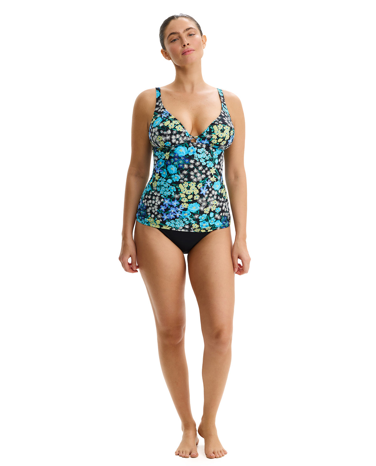 Profile by Gottex Havana Heat D-Cup Tankini Top -Blue-Multi 
