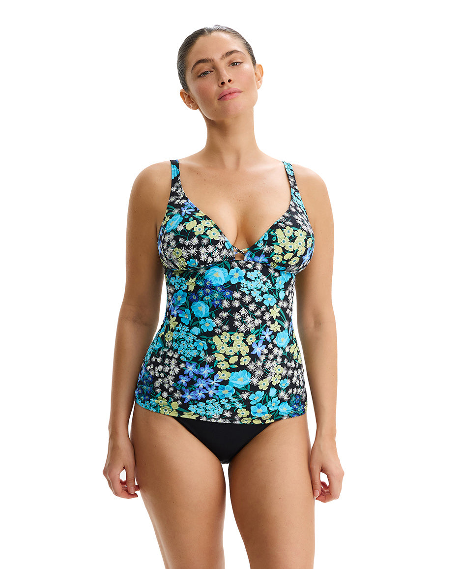 Havana Heat D-Cup Tankini Top -Blue-Multi