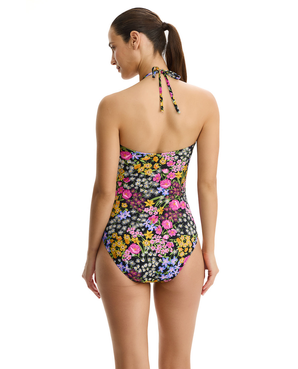 Havana Heat Bandeau Halter One Piece -Black-Multi