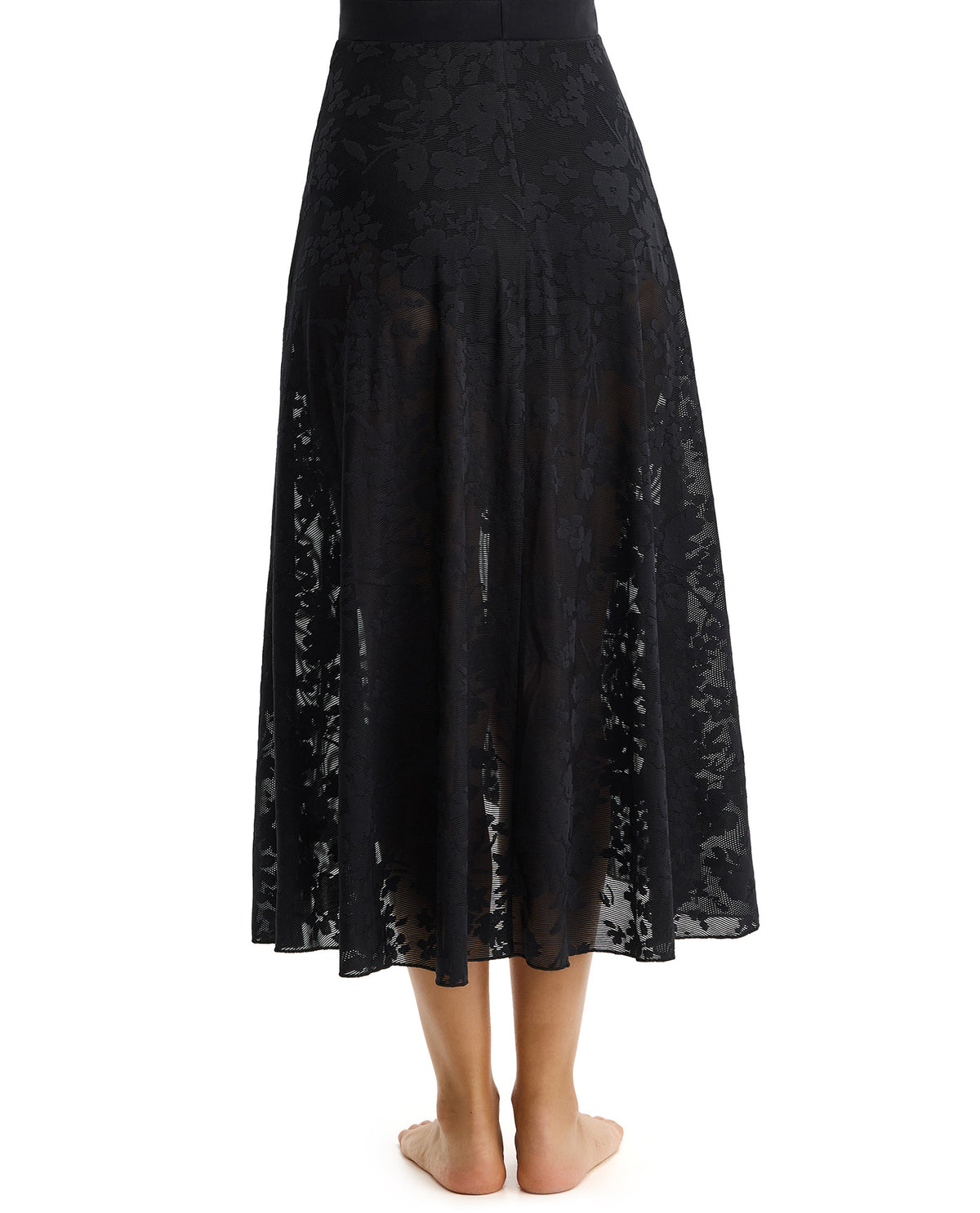 Profile by GottexChantilly Lace Textured High Low Skirt Cover-Up-BlackSkirts