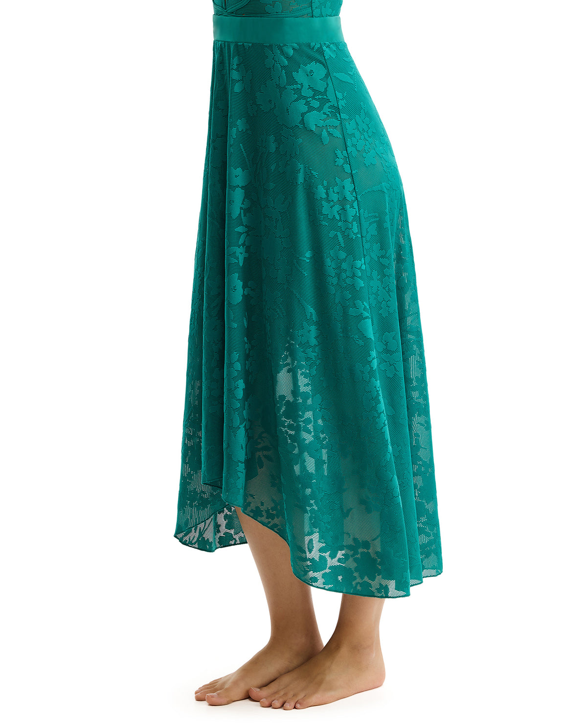 Chantilly Lace Textured High Low Skirt Cover-Up-Emerald
