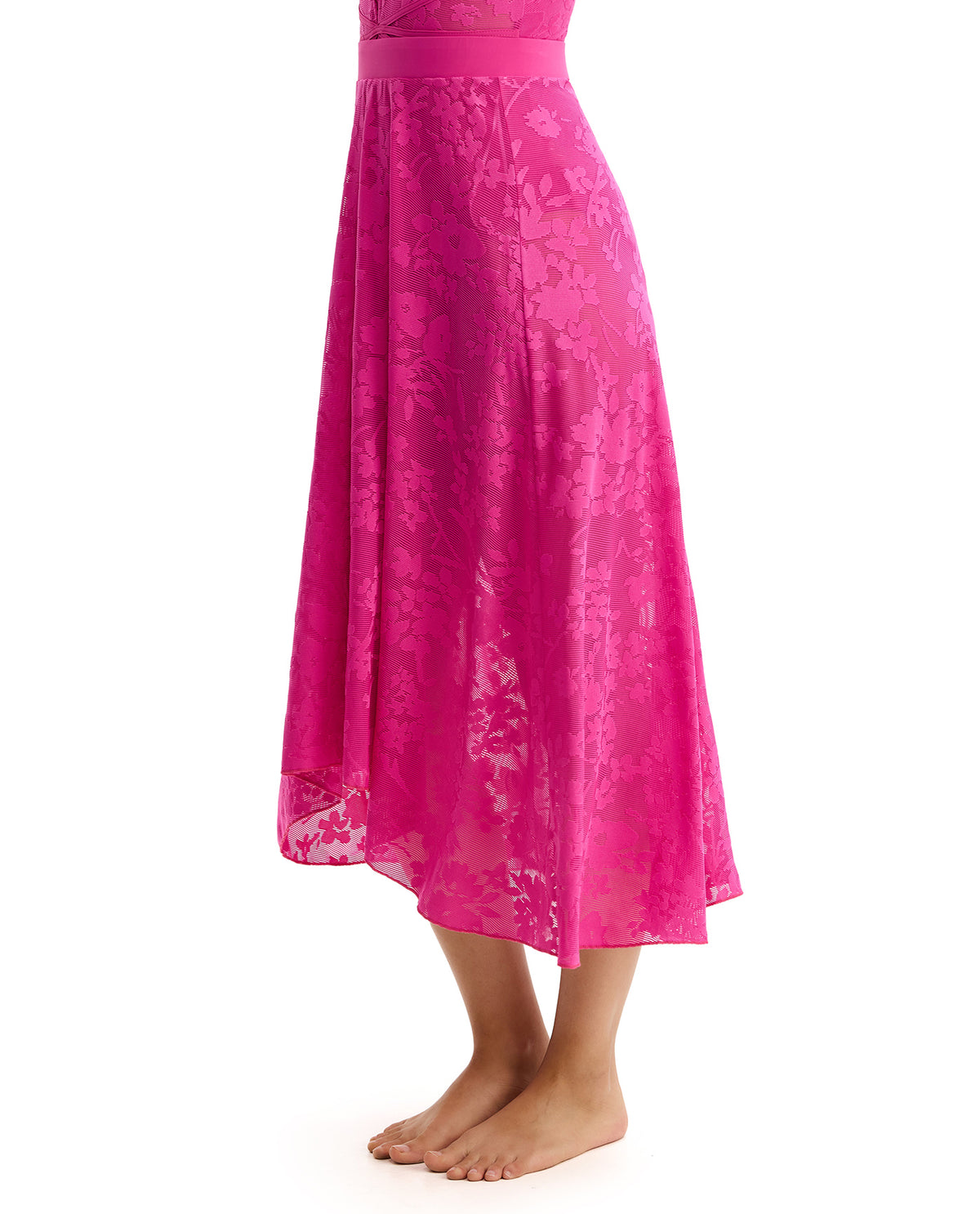 Profile by Gottex Chantilly Lace Textured High Low Skirt Cover-Up-Pink 