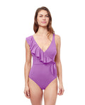 Tutti Frutti V-Neck Surplice Ruffle One Piece Swimsuit