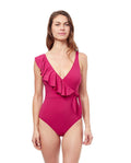Tutti Frutti V-Neck Surplice Ruffle One Piece Swimsuit