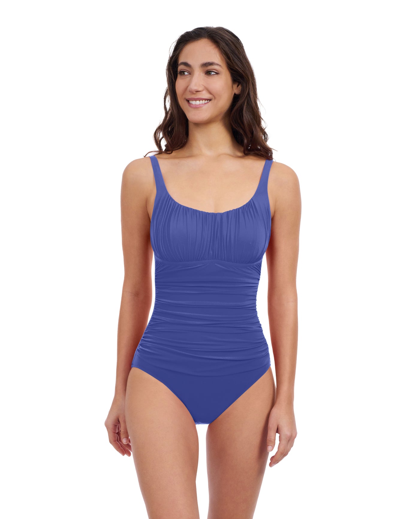 Tutti Frutti Scoop Neck Shirred Bust One Piece-Royal