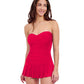 Front View Of Profile By Gottex Tutti Frutti Sweetheart Bandeau Swimdress | Profile Tutti Frutti Rose Red