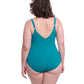 Back View of Profile By Gottex Tutti Frutti Plus Size Asymmetrical Ruffle Surplice One Piece Swimsuit | PROFILE TUTTI FRUTTI JADE