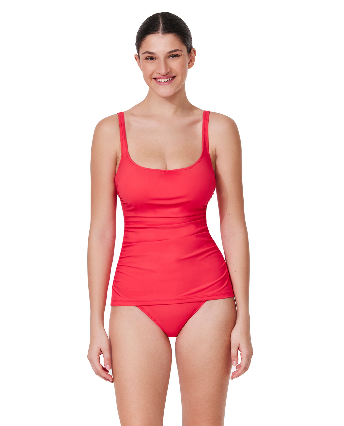 Tutti Frutti Fashion D-Cup Scoop Neck Tankini Top-Coral
