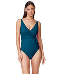 Tutti Frutti Fashion Surplice One Piece -Petrol