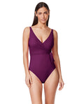Maillot de bain une pièce Tutti Frutti cache-cœur - Vin
