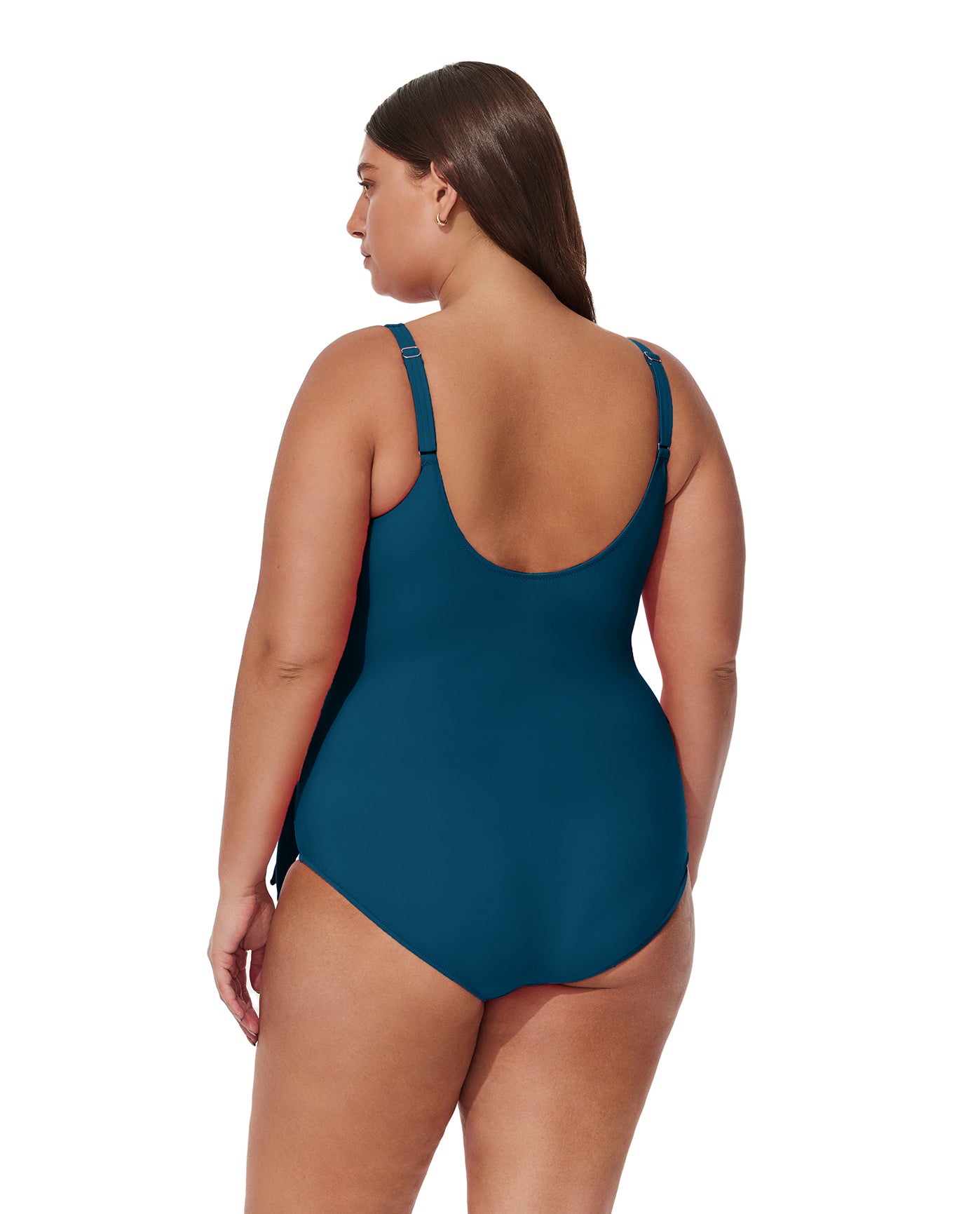 Tutti Frutti  Plus Size Ruffle Surplice One Piece-Petrol