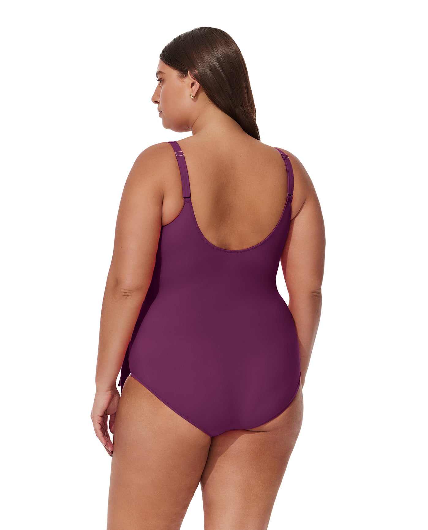 Tutti Frutti  Plus Size Ruffle Surplice One Piece-Wine