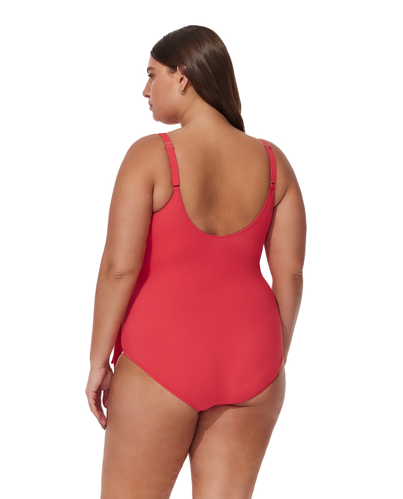Tutti Frutti  Plus Size Ruffle Surplice One Piece-Coral