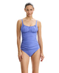Tutti Frutti Shirred Peasant Tankini Top-Periwinkle