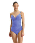 Tutti Frutti Fashion V-Neck Gold Beaded Tankini Top-Periwinkle