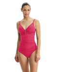 Tutti Frutti Fashion V-Neck Gold Beaded Tankini Top-Magenta