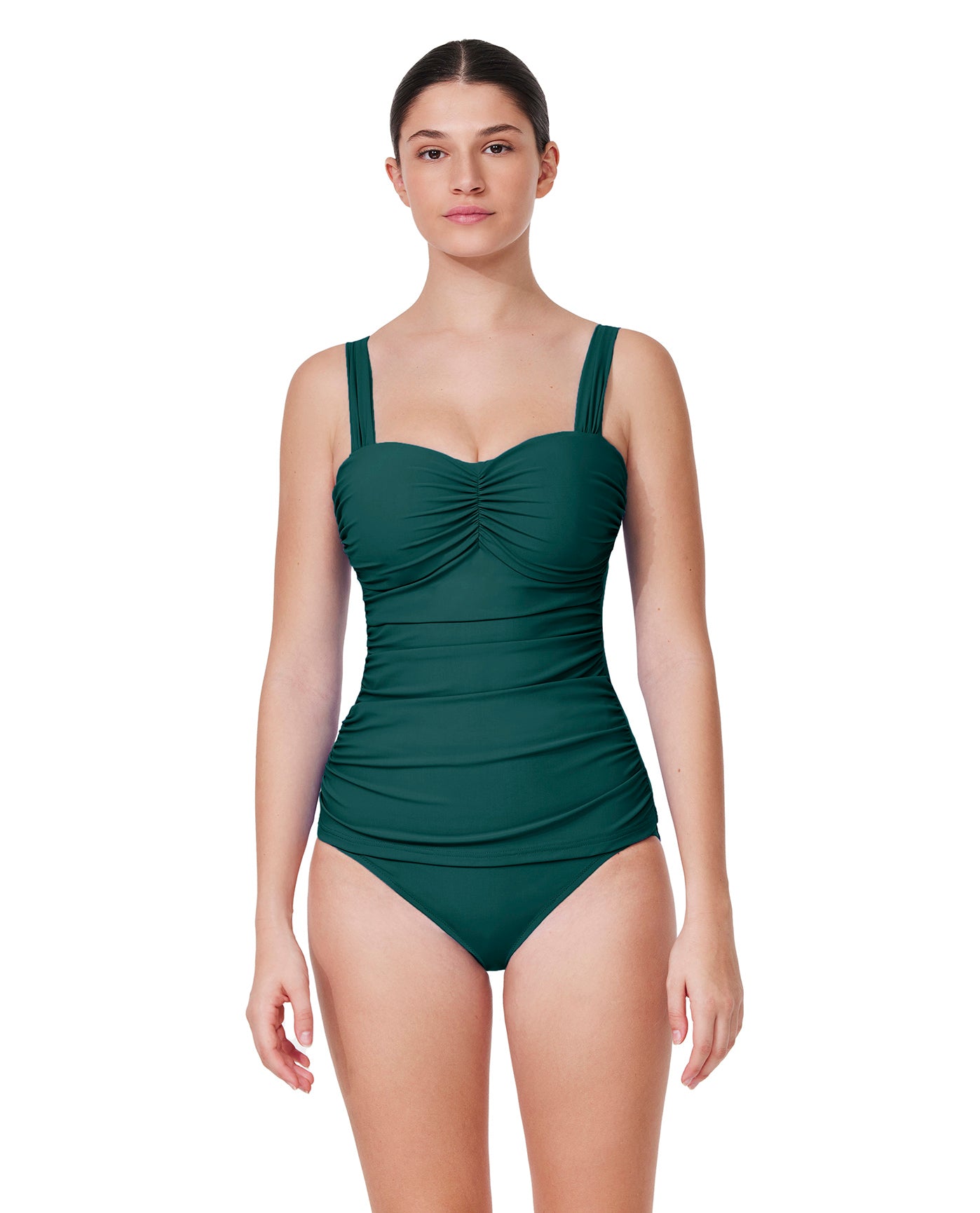Tutti Frutti Underwire D-Cup Tankini Top-Forest Green