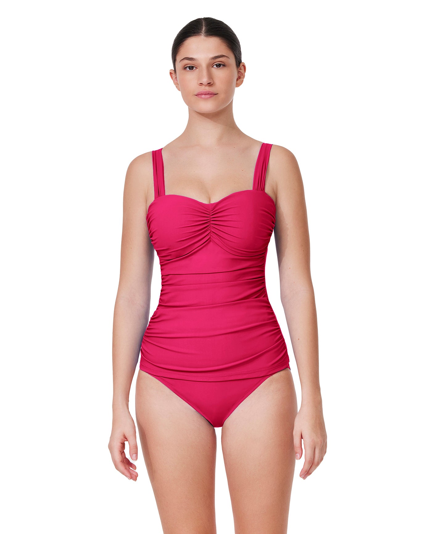 Tutti Frutti Underwire D-Cup Tankini Top-Magenta