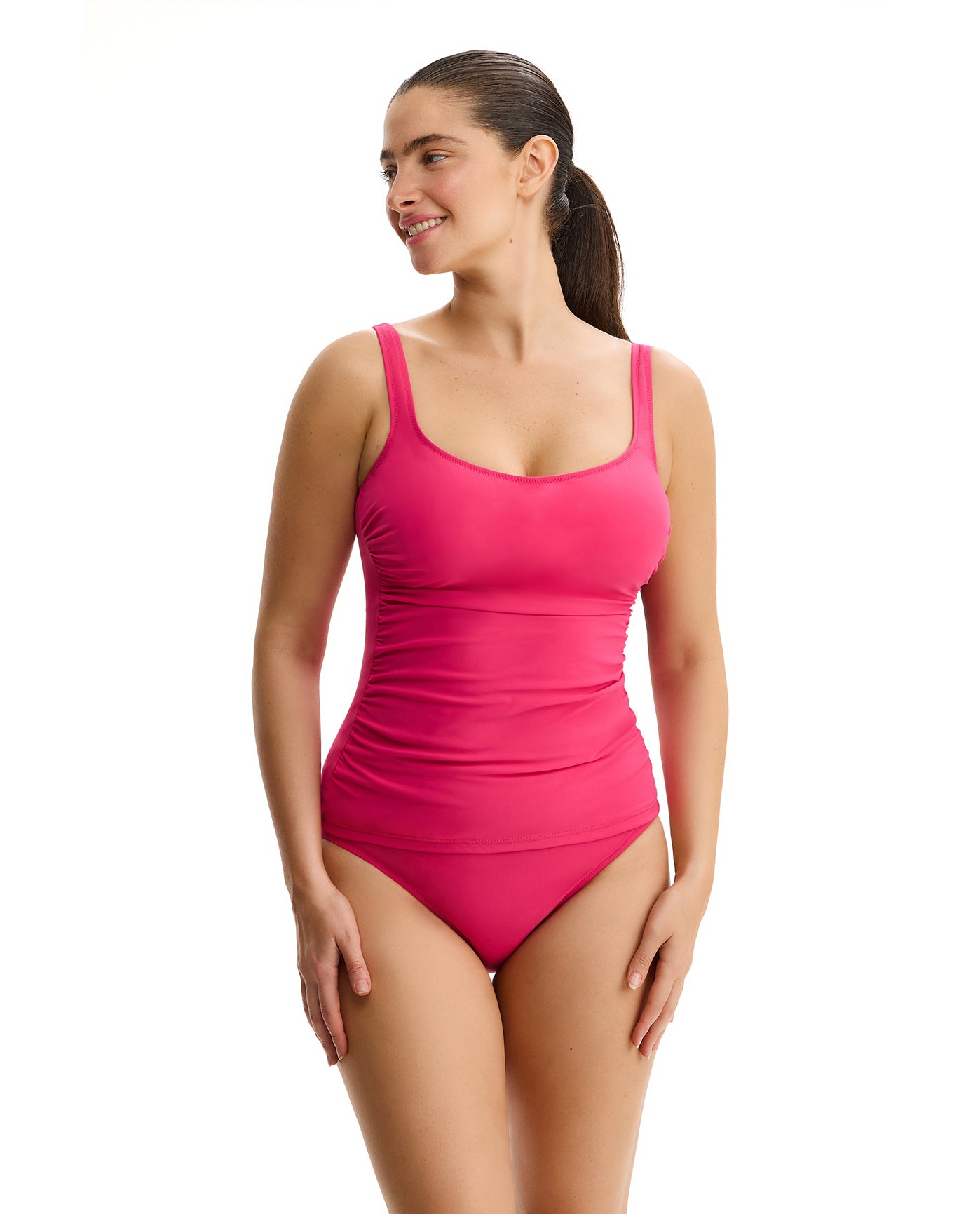 Tutti Frutti Fashion D-Cup Scoop Neck Tankini Top-Magenta