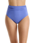 Tutti Frutti Shirred High Waist Swim Bottom-Periwinkle