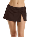 Tutti Frutti Side Slit Skirt Swim Bottom -Espresso